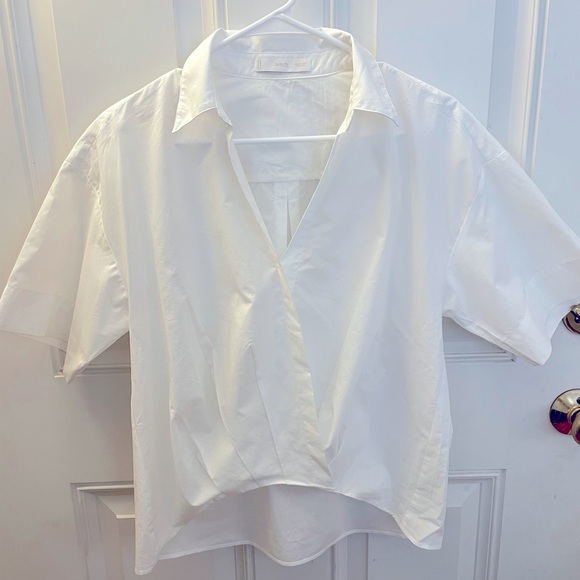 MANGO Cotton Cross Shirt - White - Size 2 - Picture 7 of 11